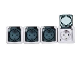Розетки влагозащитные четырехместные