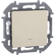 Выключатель 1-клавишный проходной с подсветкой/индикацией 10АХ безвинтовое крепление слоновая кость INSPIRIA