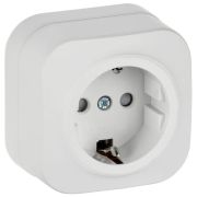 GLORY Розетка 1-местная для открытой установки с заземлением с защитными шторками 16А РСш20-3-ХБм белый матовый IEK