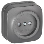 GLORY Розетка 1-местная для открытой установки без заземления с защитными шторками 10А РСш20-2-ХСм сталь матовый IEK