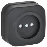 GLORY Розетка 1-местная для открытой установки без заземления с защитными шторками 10А РСш20-2-ХЧм черный матовый IEK