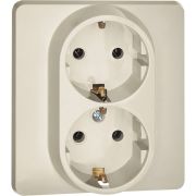 Розетка 2-местная с заземлением без защитных шторок 16А в сборе слоновая кость INSPIRIA