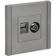 FORTE&PIANO Розетка двойная TV+RJ45 кат.5E FP536 сталь IEK