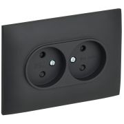 SKANDY Розетка 2-местная без заземления с защитными шторками 10А в сборе SK-R09G графит IEK