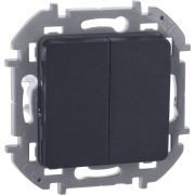 Выключатель 2-клавишный 10АХ безвинтовое крепление антрацит INSPIRIA