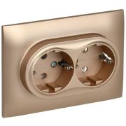 SKANDY Розетка 2-местная с заземлением без защитных шторок 16А в сборе SK-R08Sa песочный IEK