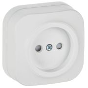 GLORY Розетка 1-местная для открытой установки без заземления с защитными шторками 10А РСш20-2-ХБм белый матовый IEK