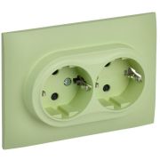 SKANDY Розетка 2-местная с заземлением с защитными шторками 16А в сборе SK-R07G мятный IEK