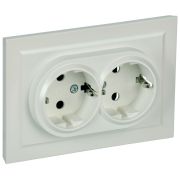 BRITE Розетка двойная с заземлением с защитными шторками 16А в сборе РСш12-3-БрЖ жемчуг