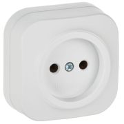 GLORY Розетка 1-местная для открытой установки без заземления без защитных шторок 10А РС20-2-ХБм белый матовый IEK