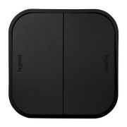 Выключатель 2-клавишный для открытой установки проходной 10А черный матовый QUTEO