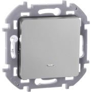 Выключатель 1-клавишный проходной с подсветкой/индикацией 10АХ безвинтовое крепление алюминий INSPIRIA