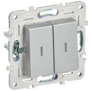 SKANDY Выключатель 2-клавишный проходной с индикацией 10А SK-V10S серебряный IEK
