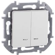Выключатель 2-клавишный с подсветкой/индикацией 10АХ безвинтовое крепление белый INSPIRIA