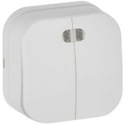 GLORY Выключатель 2-клавишный для открытой установки с индикацией 10А ВС20-2-1-ХБм белый матовый IEK