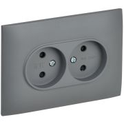 SKANDY Розетка 2-местная без заземления с защитными шторками 10А в сборе SK-R09Gr серый IEK
