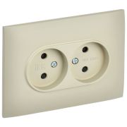 SKANDY Розетка 2-местная без заземления с защитными шторками 10А в сборе SK-R09B бежевый IEK