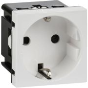 Розетка с заземляющим контактом без защитной шторки и винтовым зажимом (2 модуля) белая
