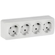 GLORY Розетка 4-местная для открытой установки с заземлением без защитных шторок 16А РС24-3-ХБм белый матовый IEK
