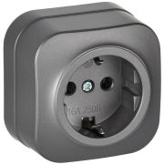 GLORY Розетка 1-местная для открытой установки с заземлением без защитных шторок 16А РС20-3-ХСм сталь матовый IEK