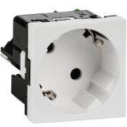 Розетка 45град с заземляющим контактом без защитной шторки и безвинтовым зажимом (2 модуля) белая