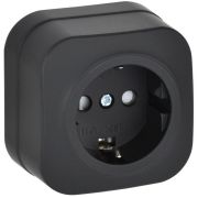 GLORY Розетка 1-местная для открытой установки с заземлением с защитными шторками 16А РСш20-3-ХЧм черный матовый IEK