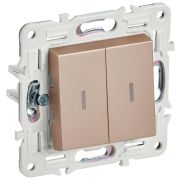SKANDY Выключатель 2-клавишный с индикацией 10А SK-V09Sa песочный IEK