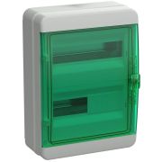 Корпус пластиковый навесной на 24 модуля КМПн-24 IP65 TEKFOR зеленая прозрачная дверь