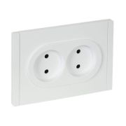 FORTE&PIANO Розетка 2-местная без заземления с защитными шторками безвинтовое крепление 10А FP225 белый IEK