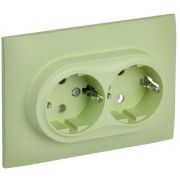 SKANDY Розетка 2-местная с заземлением без защитных шторок 16А в сборе SK-R08G мятный IEK