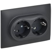 SKANDY Розетка 2-местная с заземлением без защитных шторок 16А в сборе SK-R08T титан IEK