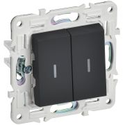 SKANDY Выключатель 2-клавишный проходной с индикацией 10А SK-V10G графит IEK