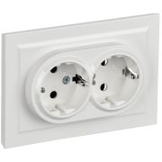 BRITE Розетка двойная с заземлением без защитных шторок 16А в сборе РС12-3-БрБ белый
