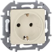 Розетка 1-местная с заземлением с защитными шторками 16А слоновая кость INSPIRIA
