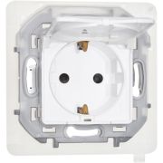 Розетка 1-местная с заземлением с защитными шторками и крышкой 16А IP44 белый INSPIRIA