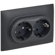 SKANDY Розетка 2-местная с заземлением с защитными шторками 16А в сборе SK-R07T титан IEK