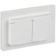 BRITE Розетка 2-местная с заземлением с защитными шторками и крышкой 16А в сборе IP44 РСбш12-3-44-БрАБ арктический белый IEK