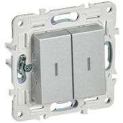 SKANDY Выключатель 2-клавишный с индикацией 10А SK-V09S серебряный IEK