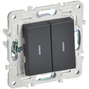 SKANDY Выключатель 2-клавишный с индикацией 10А SK-V09T титан IEK