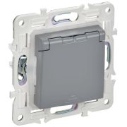 SKANDY Розетка 1-местная с заземлением с защитными шторками и крышкой 16А IP44 SK-R11Gr серый IEK