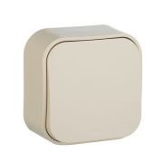 Выключатель 1-клавишный для открытой установки проходной 10А слоновая кость QUTEO