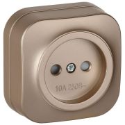 GLORY Розетка 1-местная для открытой установки без заземления с защитными шторками 10А РСш20-2-ХШм шампань матовый IEK