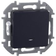 Выключатель 1-клавишный проходной с подсветкой/индикацией 10АХ безвинтовое крепление антрацит INSPIRIA