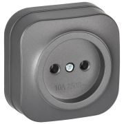 GLORY Розетка 1-местная для открытой установки без заземления без защитных шторок 10А РС20-2-ХСм сталь матовый IEK