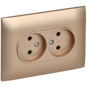 SKANDY Розетка 2-местная без заземления с защитными шторками 10А в сборе SK-R09Sa песочный IEK