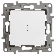 Выключатель 1-клавишный проходной с подсветкой/индикацией 10А безвинтовое крепление белый ETIKA