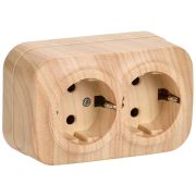 GLORY Розетка двухместная наружная с заземлением сосна