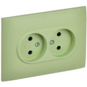 SKANDY Розетка 2-местная без заземления с защитными шторками 10А в сборе SK-R09G мятный IEK