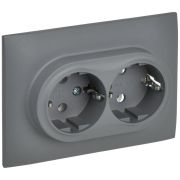 SKANDY Розетка 2-местная с заземлением без защитных шторок 16А в сборе SK-R08Gr серый IEK