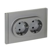FORTE&PIANO Розетка 2-местная с заземлением с защитными шторками безвинтовое крепление 16А FP523 сталь IEK